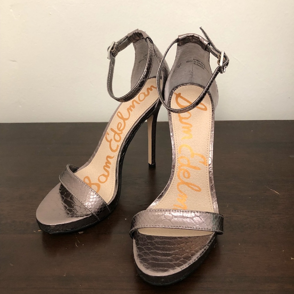 New Sam Edelman Stilettos In Pewter Python 6.5 - image 1